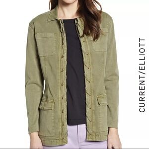 Current/Elliot Lace Placket Military Style Jacket Zip| Button Size XS Pre-Loved